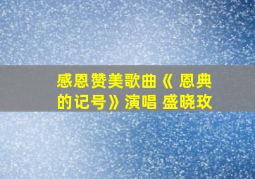 感恩赞美歌曲《 恩典的记号》演唱 盛晓玫